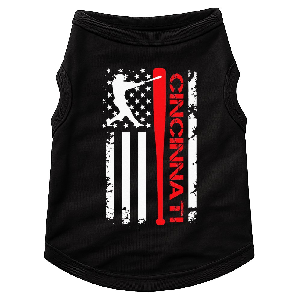 Vintage Cincinnati Baseball American US Flag Doggie Tank