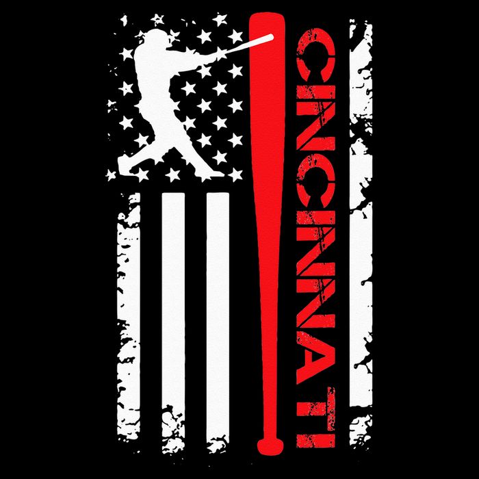 Vintage Cincinnati Baseball American US Flag Poster