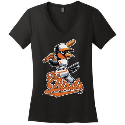 Vintage Cute Birds Classic Art Retro Baltimore Proud Name Women's V-Neck T-Shirt