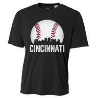 Vintage Cincinnati Baseball Ohio Skyline City Cooling Performance Crew T-Shirt