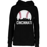 Vintage Cincinnati Baseball Ohio Skyline City Womens Funnel Neck Pullover Hood