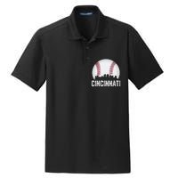 Vintage Cincinnati Baseball Ohio Skyline City Dry Zone Grid Polo