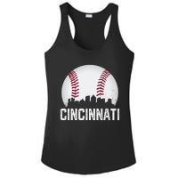 Vintage Cincinnati Baseball Ohio Skyline City Ladies PosiCharge Competitor Racerback Tank