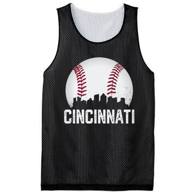 Vintage Cincinnati Baseball Ohio Skyline City Mesh Reversible Basketball Jersey Tank