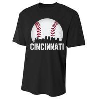 Vintage Cincinnati Baseball Ohio Skyline City Performance Sprint T-Shirt