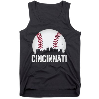 Vintage Cincinnati Baseball Ohio Skyline City Tank Top