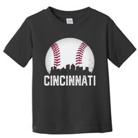 Vintage Cincinnati Baseball Ohio Skyline City Toddler T-Shirt