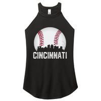 Vintage Cincinnati Baseball Ohio Skyline City Women's Perfect Tri Rocker Tank