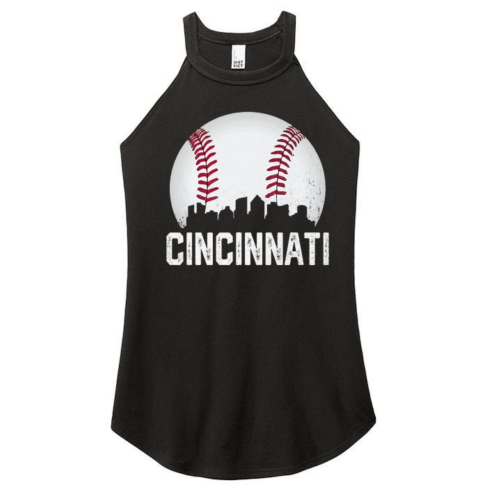 Vintage Cincinnati Baseball Ohio Skyline City Women's Perfect Tri Rocker Tank