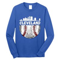 Vintage Cleveland Baseball Skyline Cleveland Baseball Gift Long Sleeve Shirt