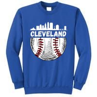 Vintage Cleveland Baseball Skyline Cleveland Baseball Gift Sweatshirt