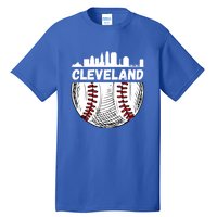 Vintage Cleveland Baseball Skyline Cleveland Baseball Gift Tall T-Shirt