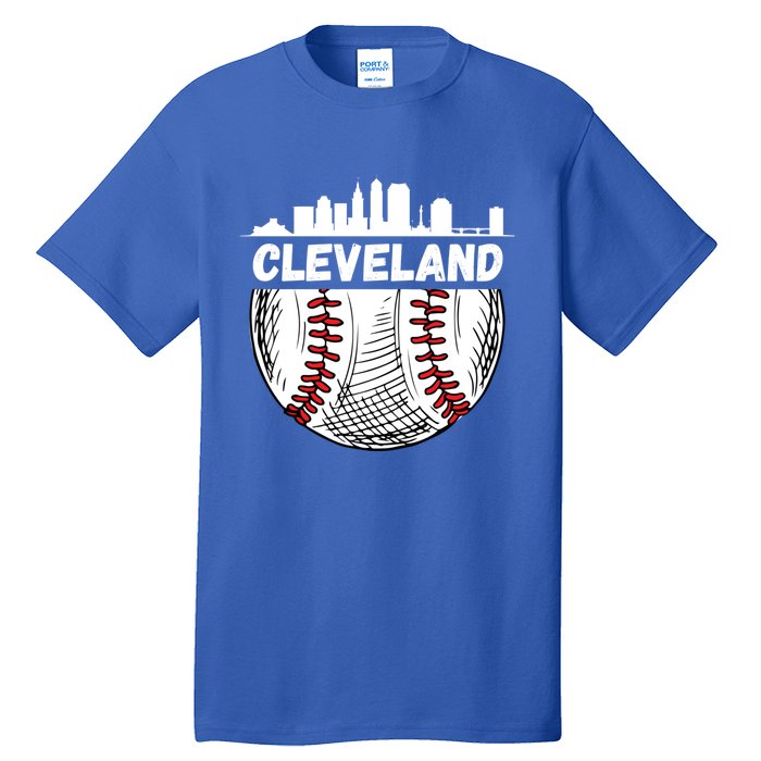 Vintage Cleveland Baseball Skyline Cleveland Baseball Gift Tall T-Shirt