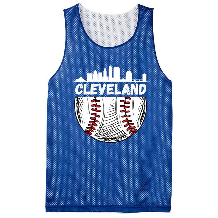 Vintage Cleveland Baseball Skyline Cleveland Baseball Gift Mesh Reversible Basketball Jersey Tank