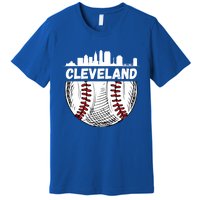 Vintage Cleveland Baseball Skyline Cleveland Baseball Gift Premium T-Shirt