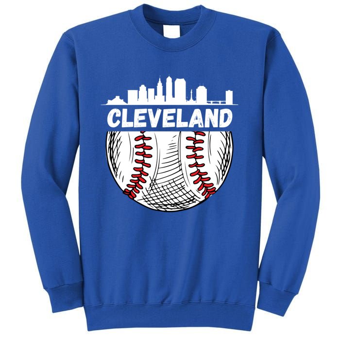 Vintage Cleveland Baseball Skyline Cleveland Baseball Gift Tall Sweatshirt