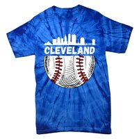 Vintage Cleveland Baseball Skyline Cleveland Baseball Gift Tie-Dye T-Shirt