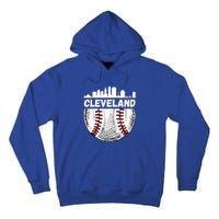 Vintage Cleveland Baseball Skyline Cleveland Baseball Gift Tall Hoodie