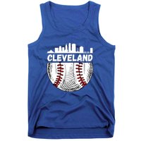 Vintage Cleveland Baseball Skyline Cleveland Baseball Gift Tank Top