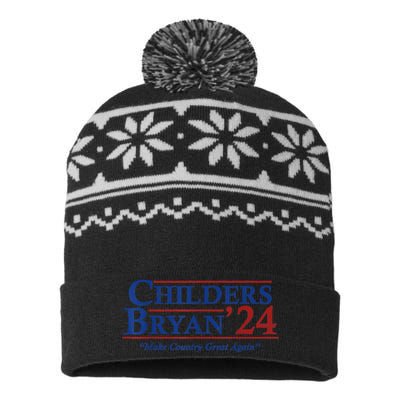 Vintage Childers Bryan 2024 Election Make Country Great USA-Made Snowflake Beanie