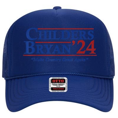 Vintage Childers Bryan 2024 Election Make Country Great High Crown Mesh Back Trucker Hat