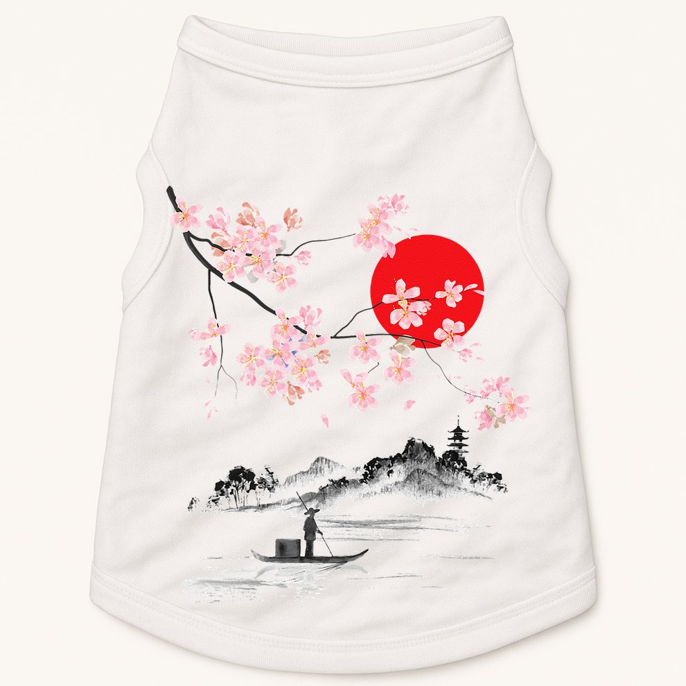 Vintage Cherry Blossom Sakura Japanese Art Sakura Doggie Tank