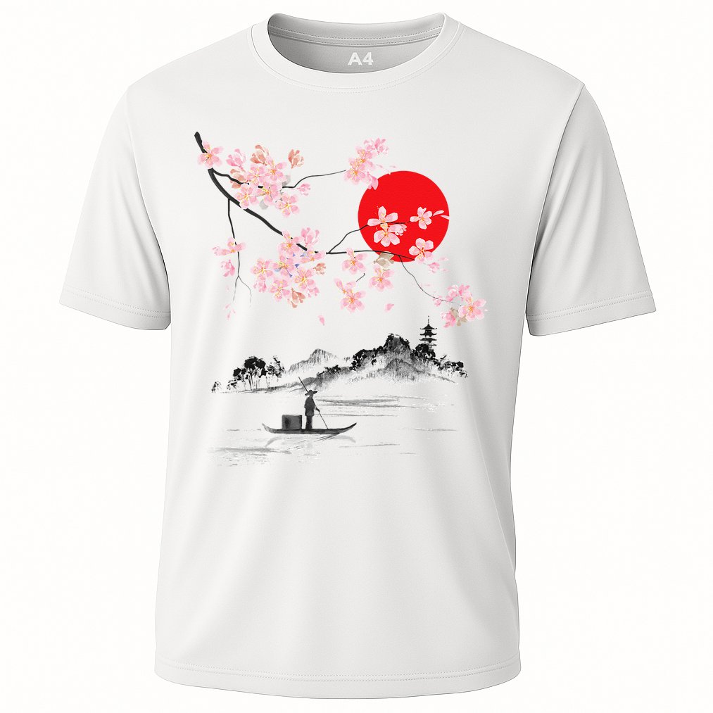 Vintage Cherry Blossom Sakura Japanese Art Sakura Cooling Performance Crew T-Shirt