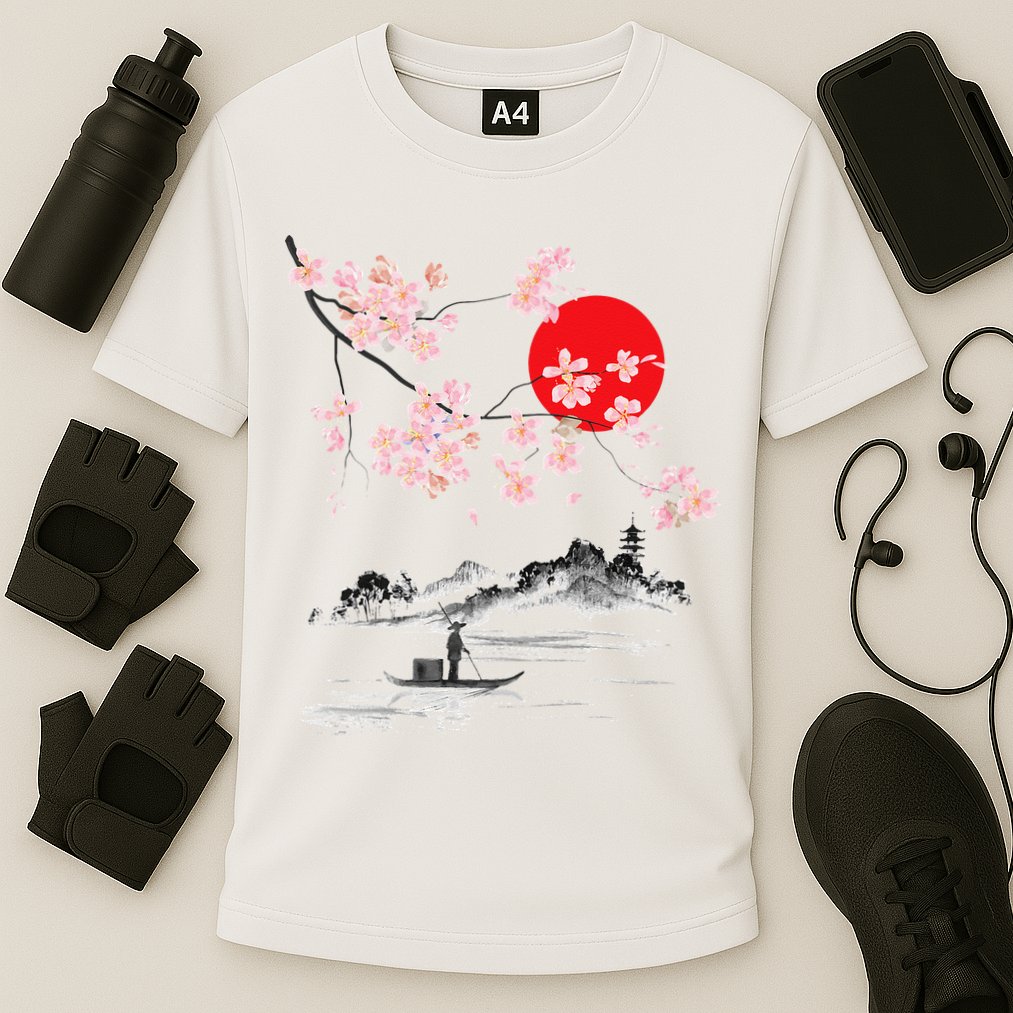 Vintage Cherry Blossom Sakura Japanese Art Sakura Cooling Performance Crew T-Shirt