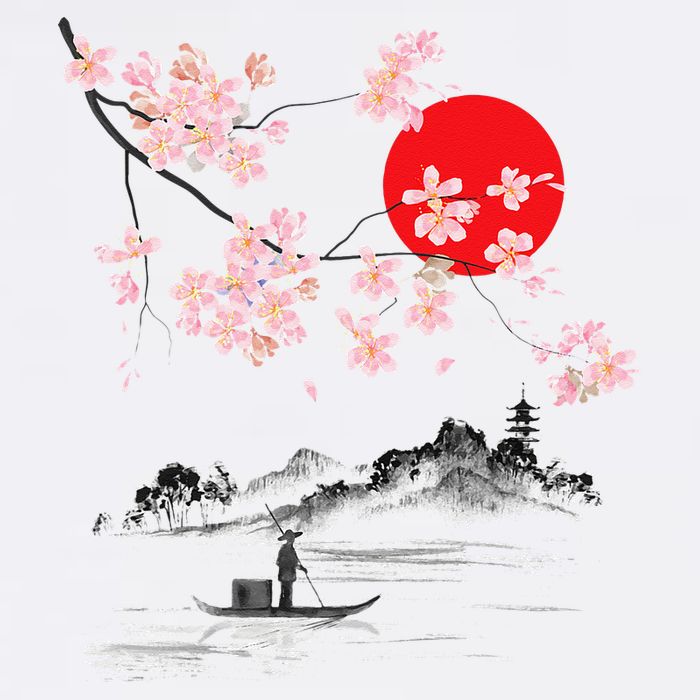 Vintage Cherry Blossom Sakura Japanese Art Sakura Cooling Performance Crew T-Shirt
