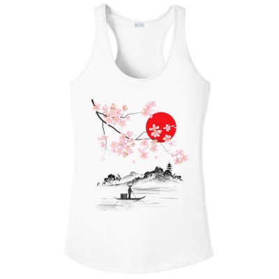 Vintage Cherry Blossom Sakura Japanese Art Sakura Ladies PosiCharge Competitor Racerback Tank