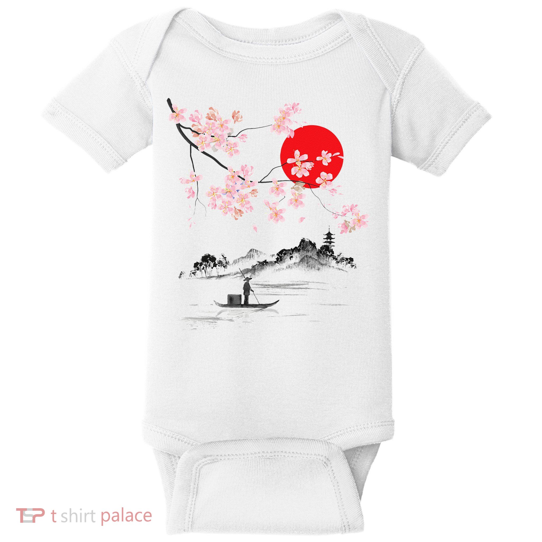Vintage Cherry Blossom Sakura Japanese Art Sakura Baby Bodysuit