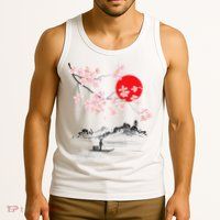 Vintage Cherry Blossom Sakura Japanese Art Sakura Tank Top