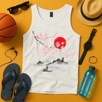 Vintage Cherry Blossom Sakura Japanese Art Sakura Tank Top