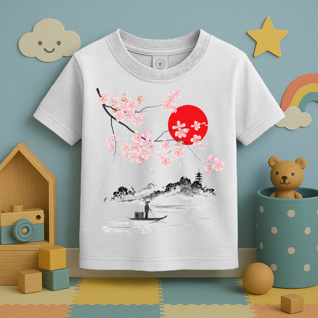 Vintage Cherry Blossom Sakura Japanese Art Sakura Toddler T-Shirt