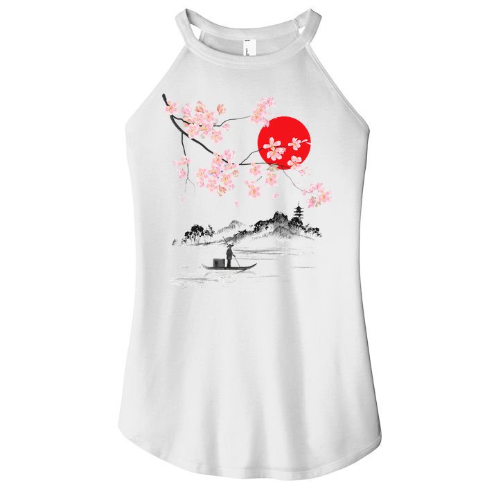 Vintage Cherry Blossom Sakura Japanese Art Sakura Women's Perfect Tri Rocker Tank