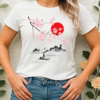 Vintage Cherry Blossom Sakura Japanese Art Sakura Womens T-Shirt