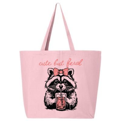 Vintage Cute But Feral Funny Raccoon With Coffee Lovers 25L Jumbo Tote