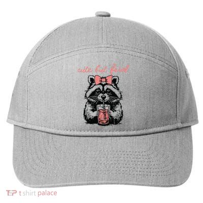 Vintage Cute But Feral Funny Raccoon With Coffee Lovers 7-Panel Snapback Hat