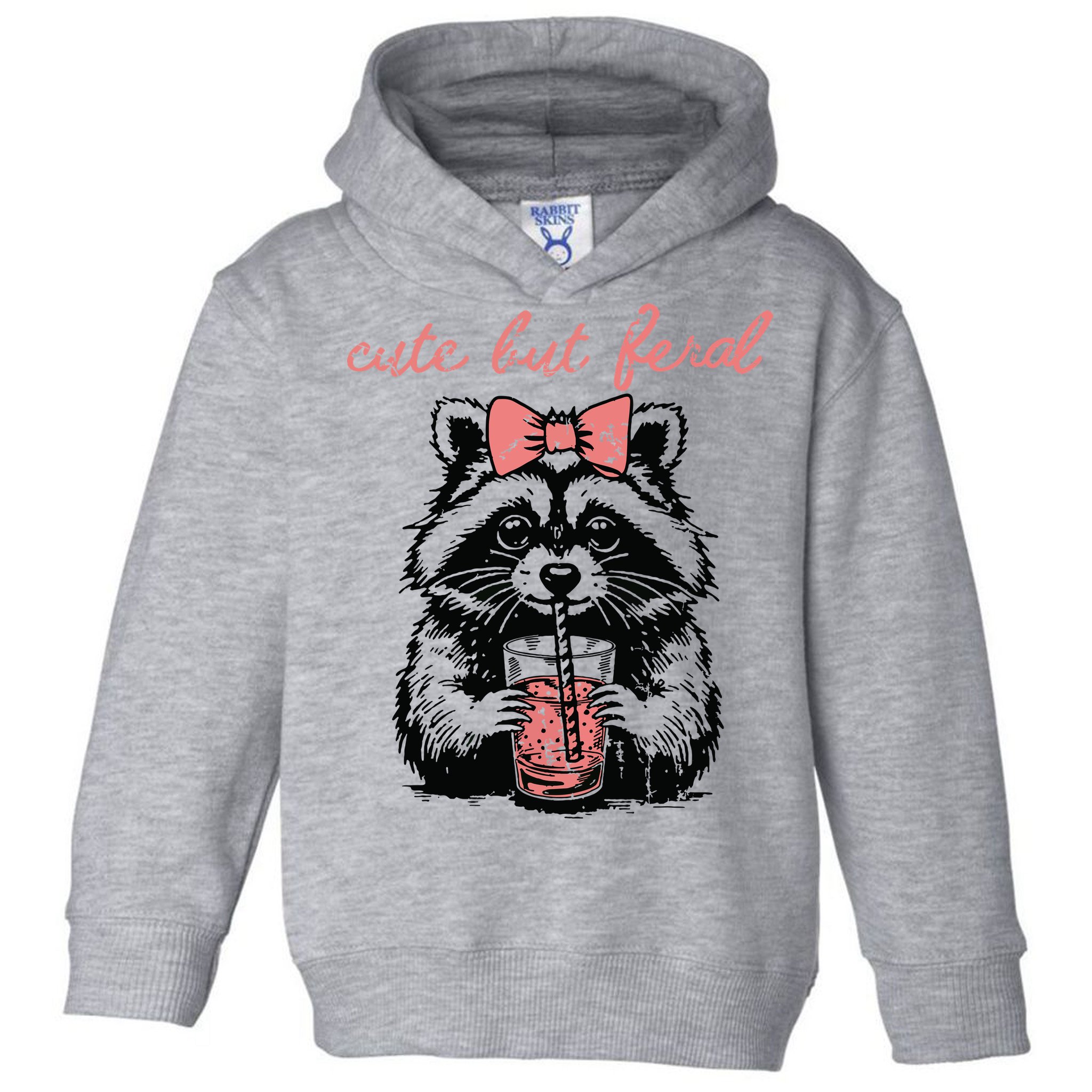 Vintage Cute But Feral Funny Raccoon With Coffee Lovers Toddler Hoodie