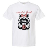 Vintage Cute But Feral Funny Raccoon With Coffee Lovers Garment-Dyed Heavyweight T-Shirt