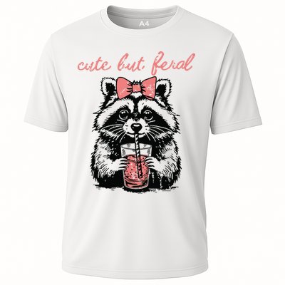 Vintage Cute But Feral Funny Raccoon With Coffee Lovers Performance Shirt
