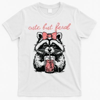 Vintage Cute But Feral Funny Raccoon With Coffee Lovers T-Shirt