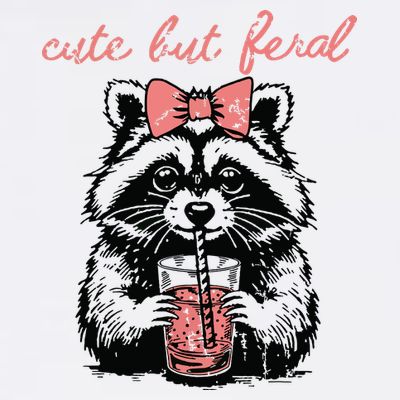 Vintage Cute But Feral Funny Raccoon With Coffee Lovers T-Shirt