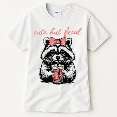 Vintage Cute But Feral Funny Raccoon With Coffee Lovers Tall T-Shirt