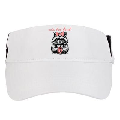 Vintage Cute But Feral Funny Raccoon With Coffee Lovers Adult Drive Performance Visor