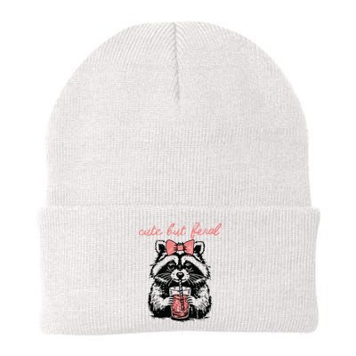 Vintage Cute But Feral Funny Raccoon With Coffee Lovers Beanie