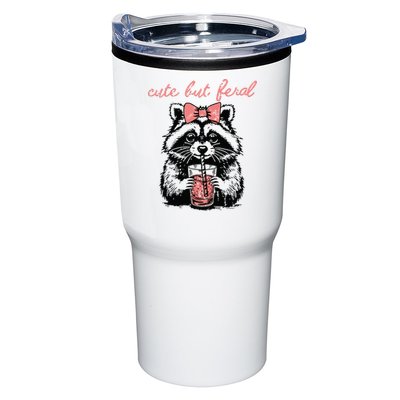 Vintage Cute But Feral Funny Raccoon With Coffee Lovers Tumbler