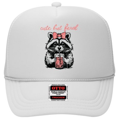 Vintage Cute But Feral Funny Raccoon With Coffee Lovers Trucker Hat
