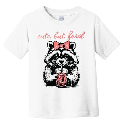 Vintage Cute But Feral Funny Raccoon With Coffee Lovers Toddler T-Shirt