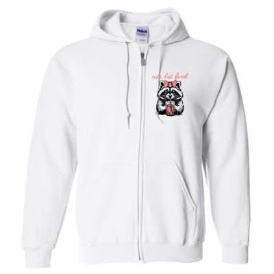 Vintage Cute But Feral Funny Raccoon With Coffee Lovers Full Zip Hoodie